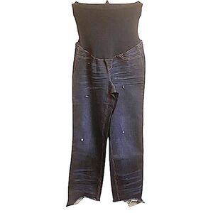 1822 Denim Maternity Womens 10/30 Whiskered Distressed FRAYED CROPPED HEM Jeans